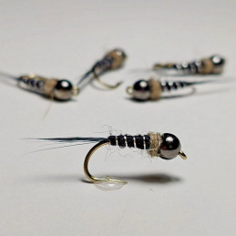 Fly Black and Silver nymph for trout and grayling