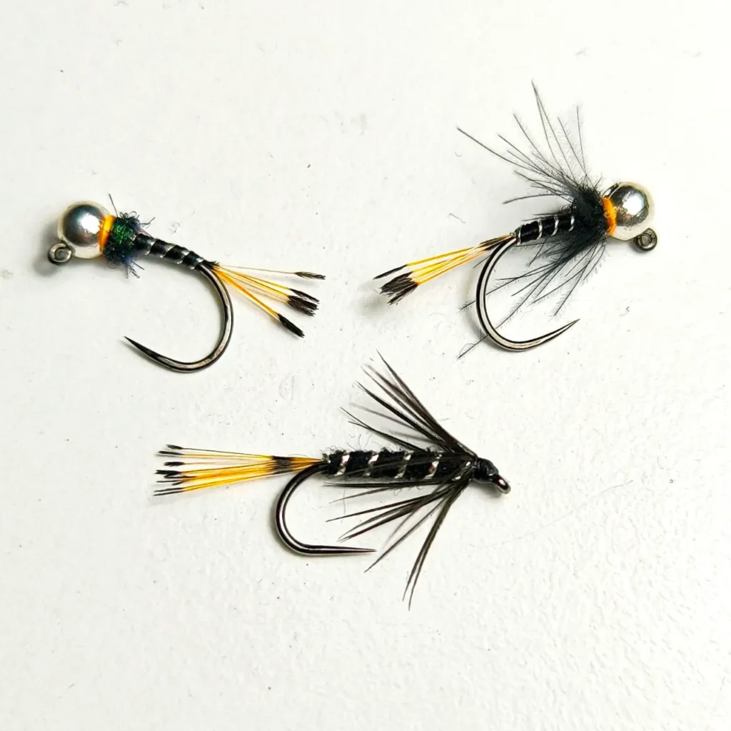 Black Pennell wet nymph fly for fly fishing